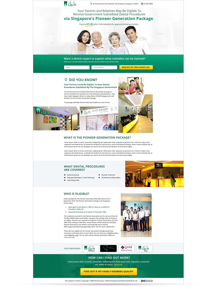 landing page for healthcare