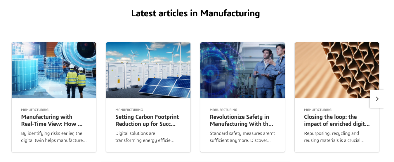 screenshot of links to blog articles