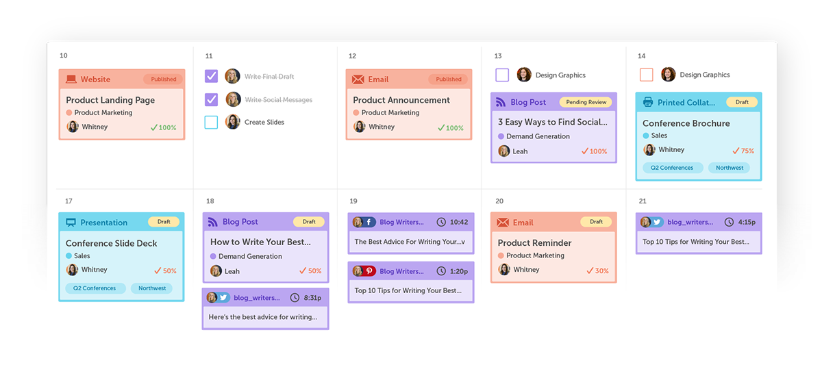 Social content calendar