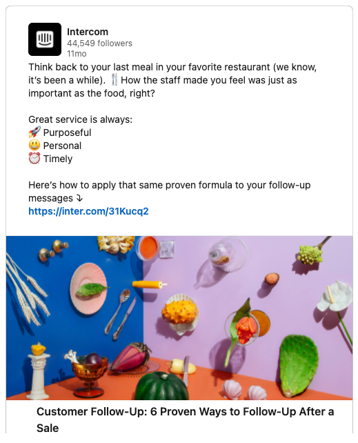 intercom linkedin post