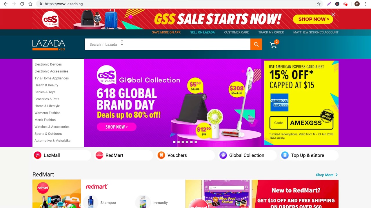 lazada homepage categories