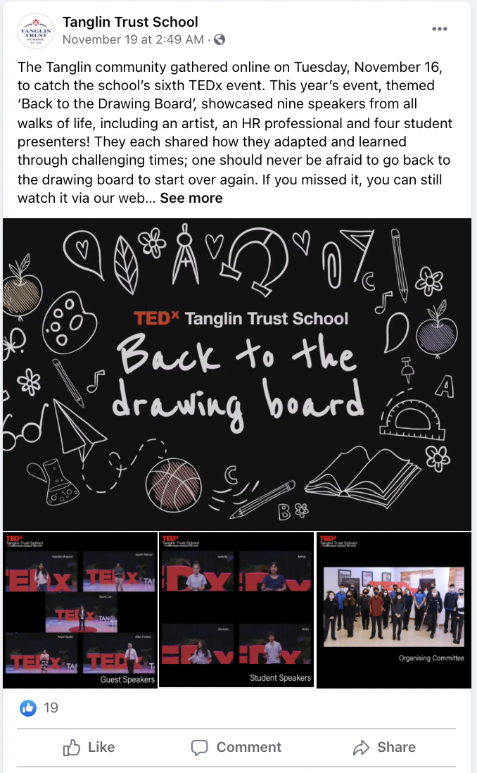 facebook post about tedx