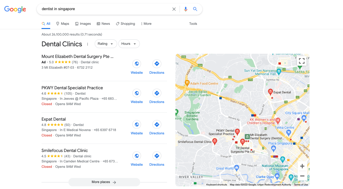 local pack for dentists