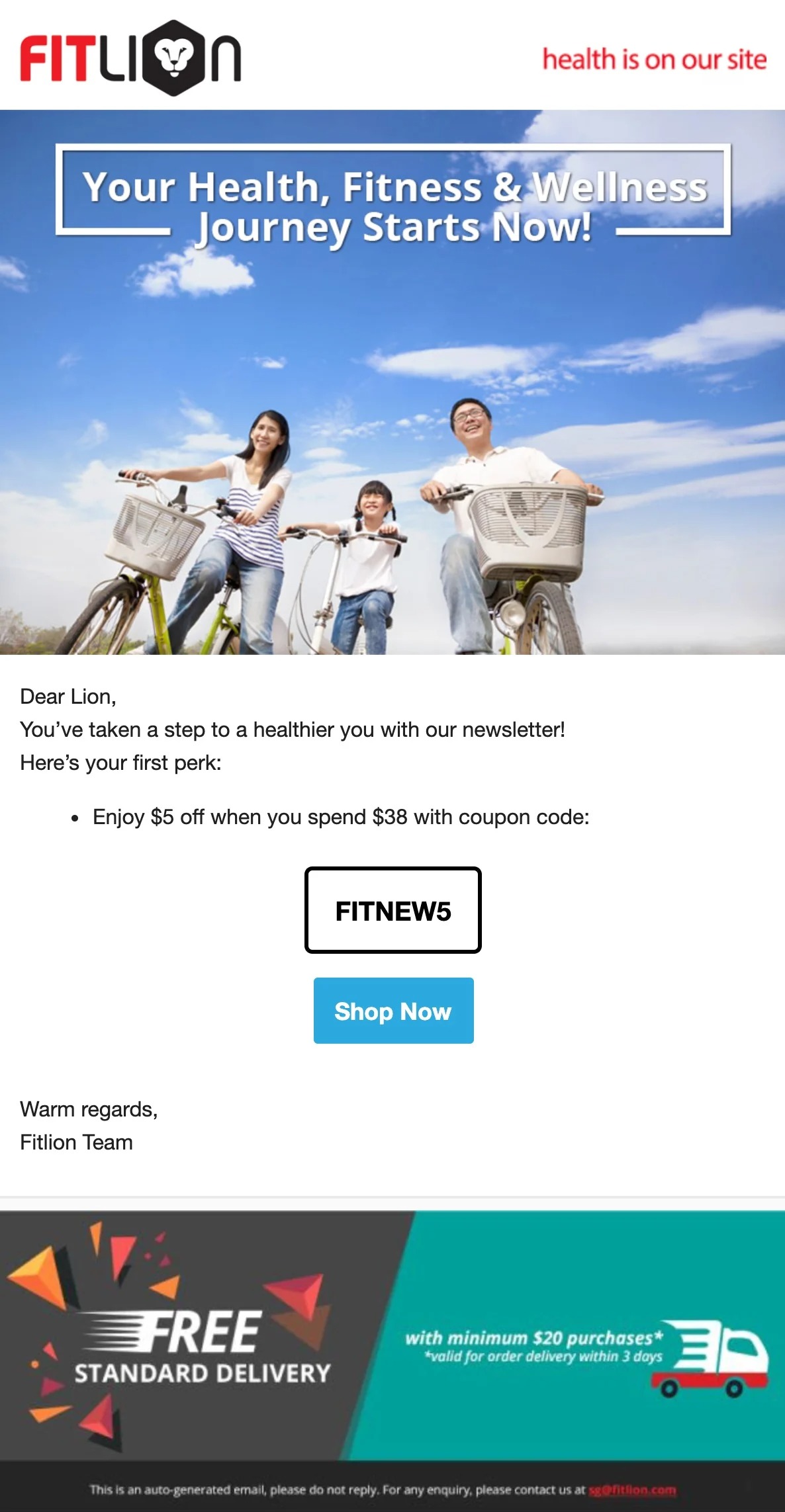 Welcome Email - Fitlion