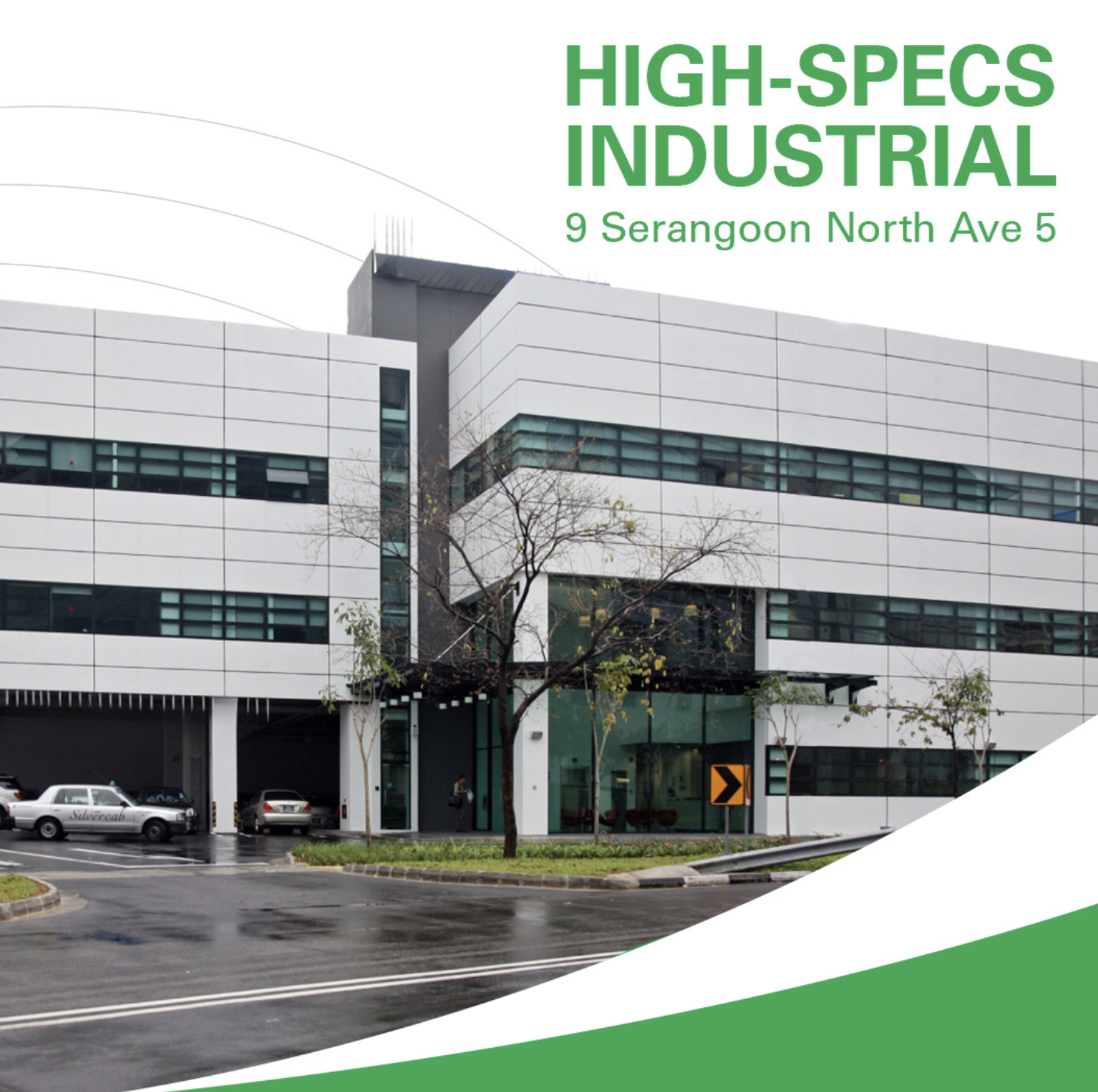Promotional image for CapitaLand Light Industrial: six green icons with benefit text (Excellent floor loading; Efficient industrial spaces at competitive rates; Close to MRT stations and expressways; Range of F&B options within reach), plus a red badge reading 'Up to 12 months rent-free' and a building photo at the bottom.